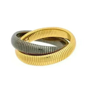 Meshmerise 18K Two Tone Gold Plated Bangle Bracelet